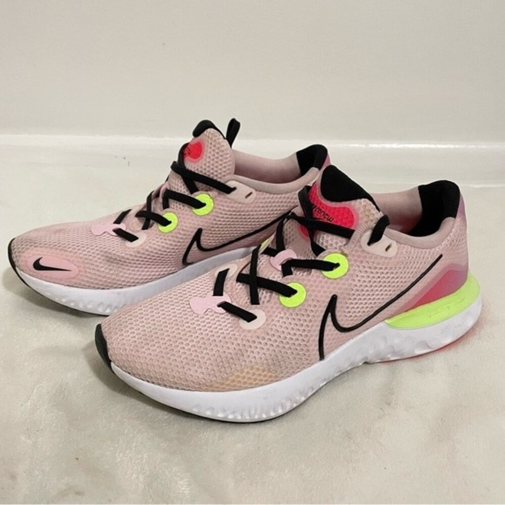 Nike Renew Light Pink Neon Green Sneakers Size 9 Running Gym Training Preppy